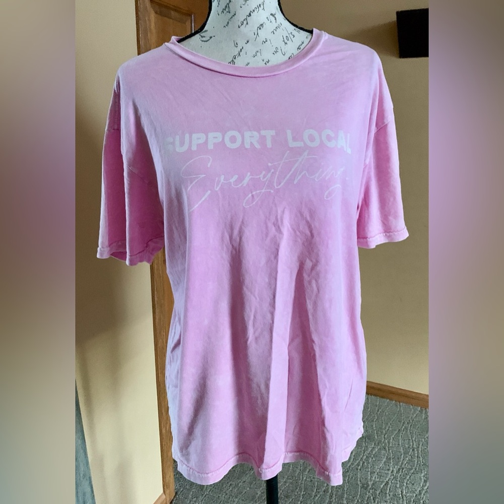Support Local Everywhere Oat Collective Pink Graphic Tee Large